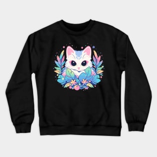 Cottagecore Goth Kawaii Anime Cat Gifts Girls Womens Cat Crewneck Sweatshirt